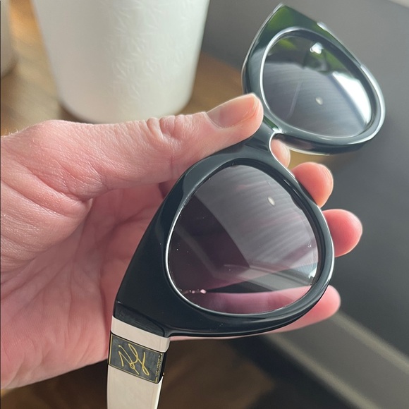 Karl Lagerfeld Black and White Cateye Sunglasses - Picture 5 of 7